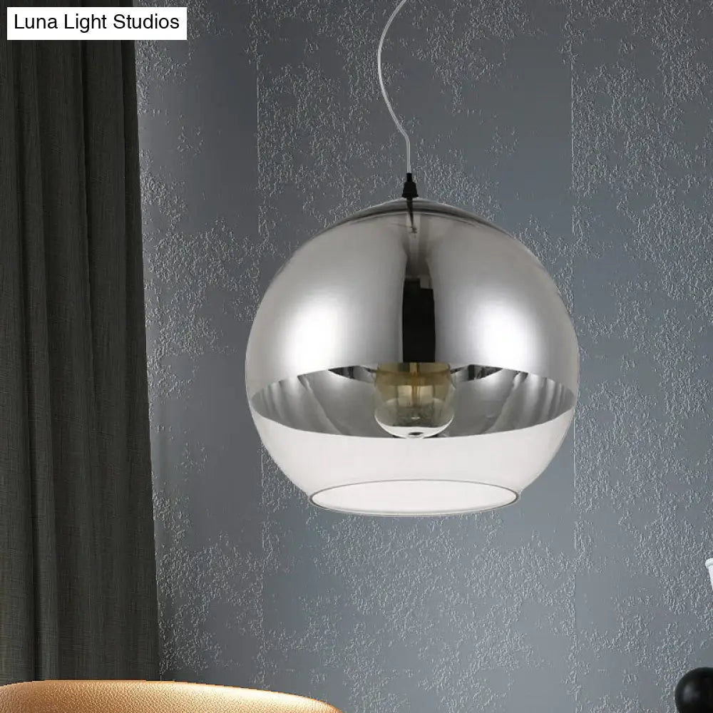 Post-Modern Glass Globe Pendant Lighting - 6/8/10W 1 Light Sliver Finish Silver / 14