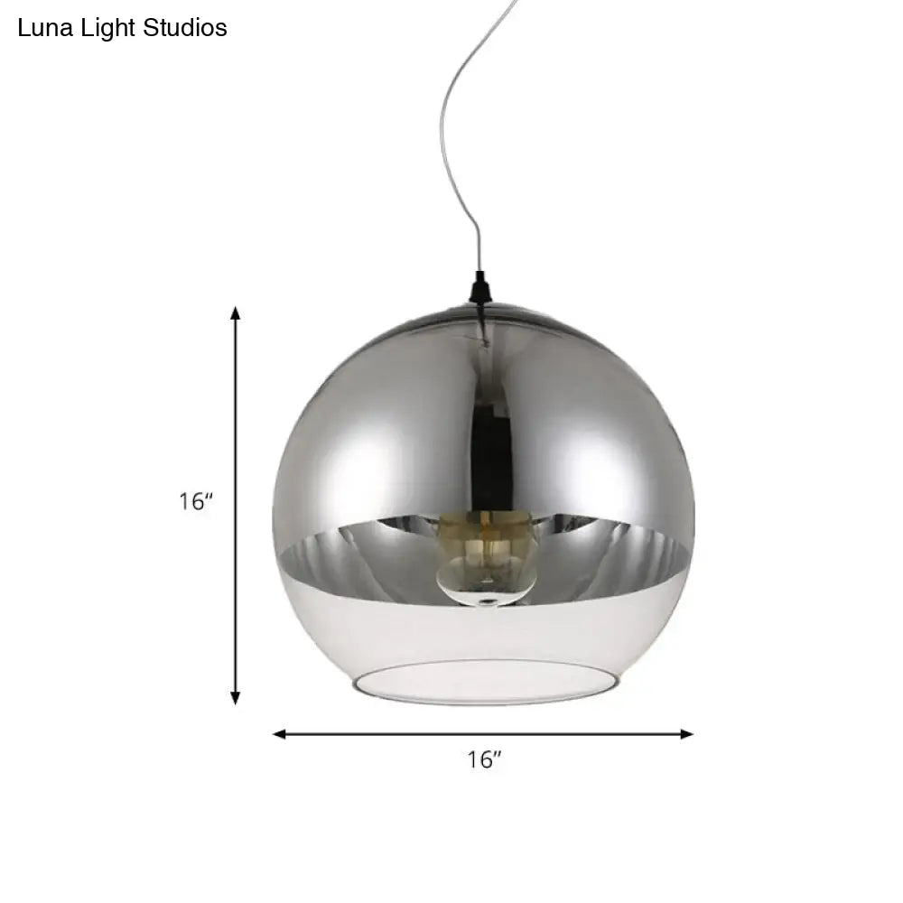 Post-Modern Glass Globe Pendant Lighting - 6/8/10W 1 Light Sliver Finish