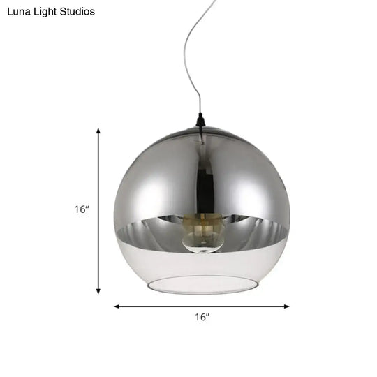 Post-Modern Glass Globe Pendant Lighting - 6/8/10W 1 Light Sliver Finish