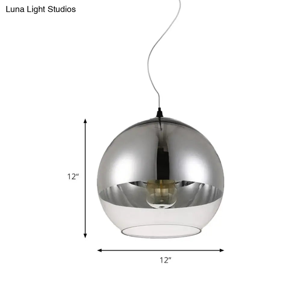 Post-Modern Glass Globe Pendant Light - 6’/8’/10’ Width 1 Sliver Finish