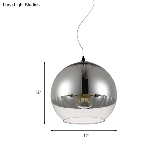 Post-Modern Glass Globe Pendant Lighting - 6/8/10W 1 Light Sliver Finish