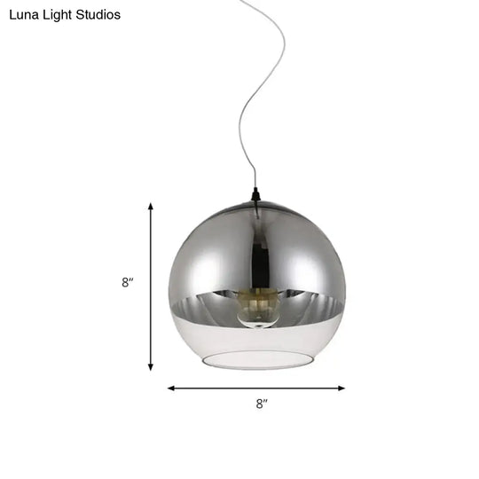 Post-Modern Glass Globe Pendant Light - 6’/8’/10’ Width 1 Sliver Finish