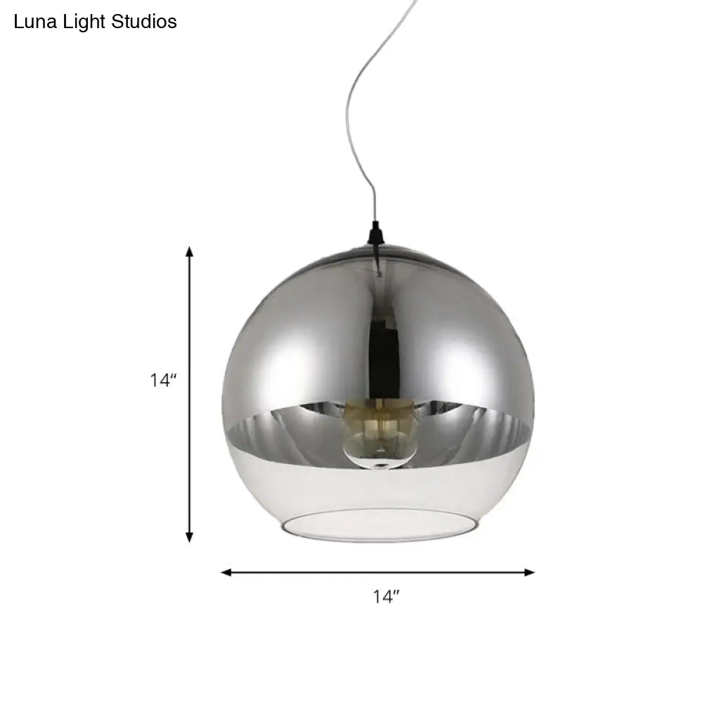 Post-Modern Glass Globe Pendant Light - 6’/8’/10’ Width 1 Sliver Finish