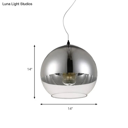 Post-Modern Glass Globe Pendant Lighting - 6/8/10W 1 Light Sliver Finish