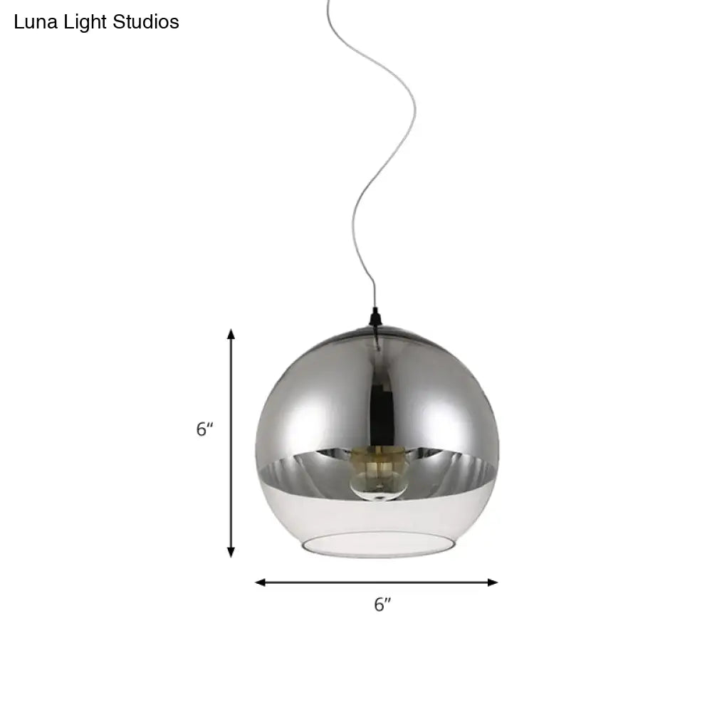 Post-Modern Glass Globe Pendant Light - 6’/8’/10’ Width 1 Sliver Finish