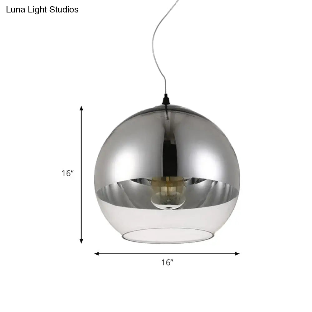 Post-Modern Glass Globe Pendant Light - 6’/8’/10’ Width 1 Sliver Finish