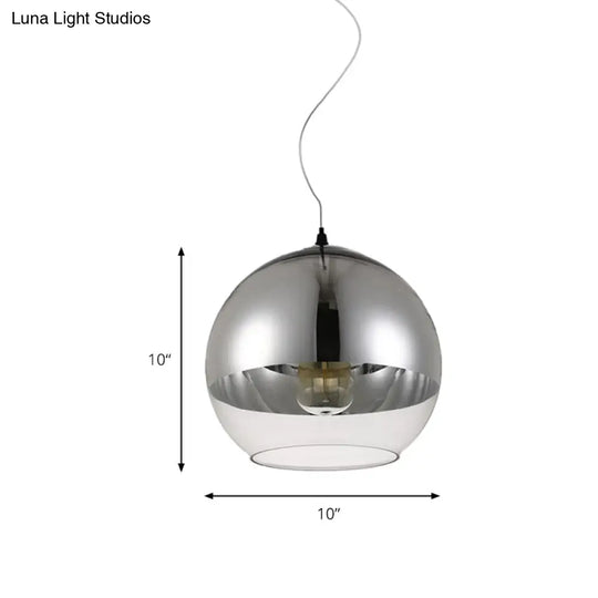 Post-Modern Glass Globe Pendant Light - 6’/8’/10’ Width 1 Sliver Finish