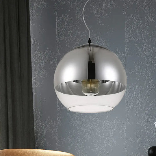 Post-Modern Glass Globe Pendant Light - 6’/8’/10’ Width 1 Sliver Finish Silver / 14’