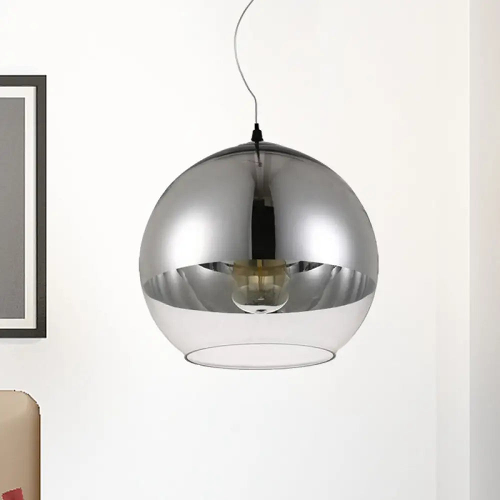 Post-Modern Glass Globe Pendant Light - 6’/8’/10’ Width 1 Sliver Finish Silver / 6’