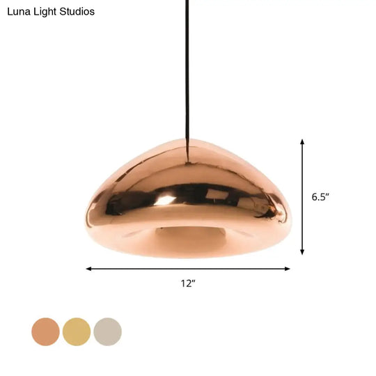 Post-Modern Glass Pendant Light - 7’/12’W Recessed Shape 1 Sliver/Gold/Rose Gold