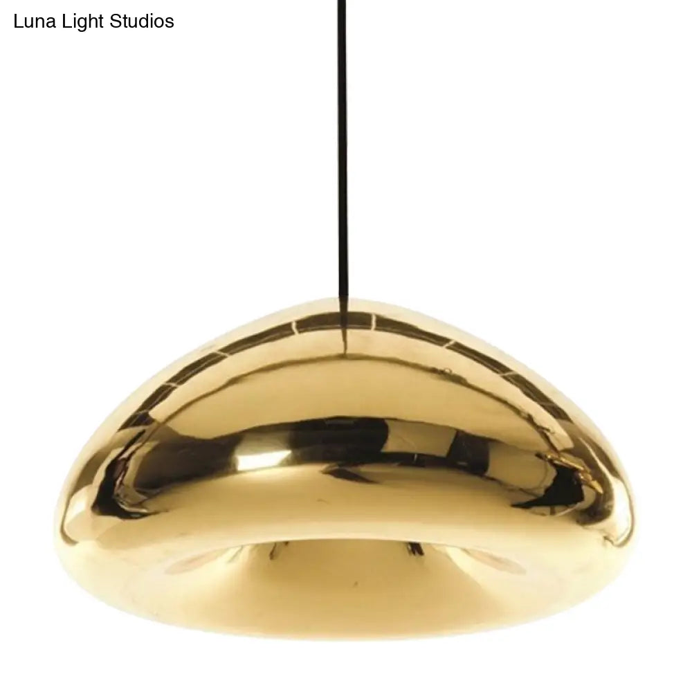 Post-Modern Glass Pendant Light - 7’/12’W Recessed Shape 1 Sliver/Gold/Rose Gold