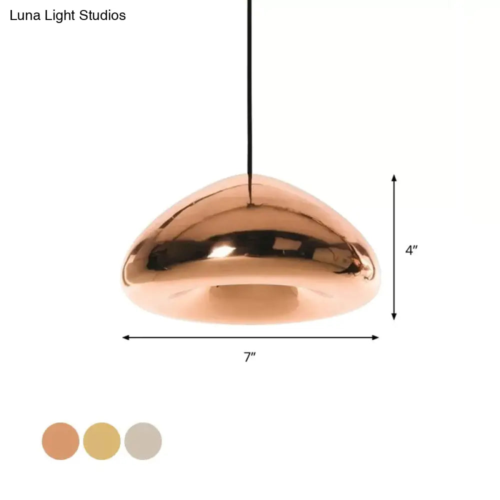 7/12W Modern Glass Pendant Light - Recessed Shape 1 Sliver/Gold/Rose Gold