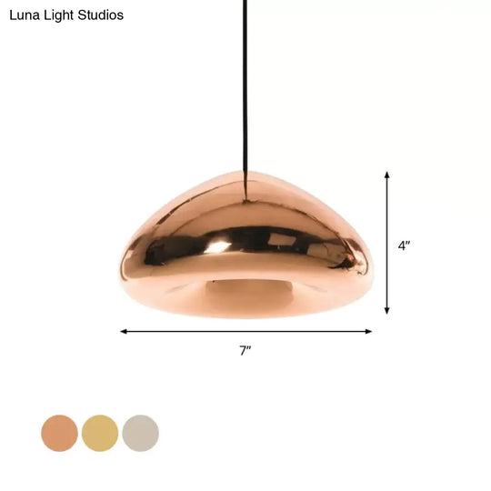 7/12W Modern Glass Pendant Light - Recessed Shape 1 Sliver/Gold/Rose Gold