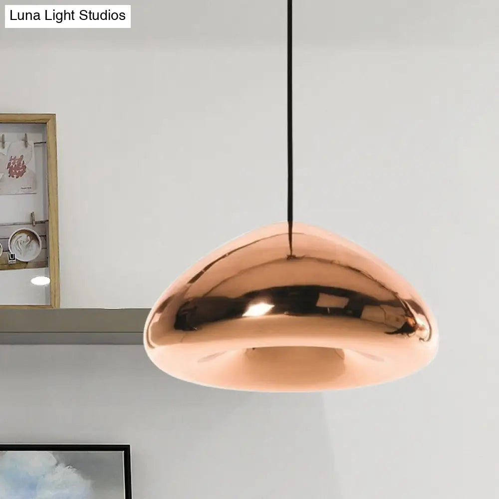 7/12W Modern Glass Pendant Light - Recessed Shape 1 Sliver/Gold/Rose Gold