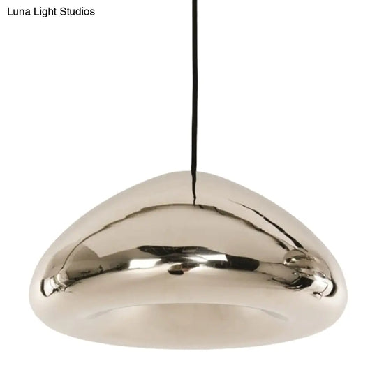 Post-Modern Glass Pendant Light - 7’/12’W Recessed Shape 1 Sliver/Gold/Rose Gold