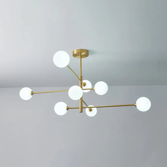 Post-Modern Gold Metal Chandelier With Glass Shades - Ideal For Living Room 8 / Cream