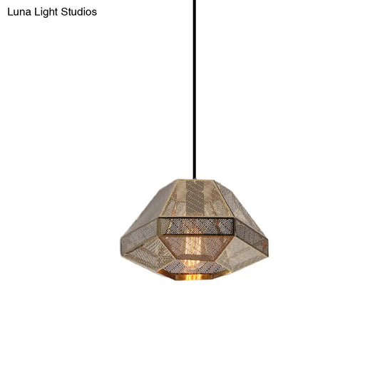 Post-Modern Gold Metal Diamond Pendant Ceiling Light - 8’/9’/10’ Wide Linear/Stout Shade