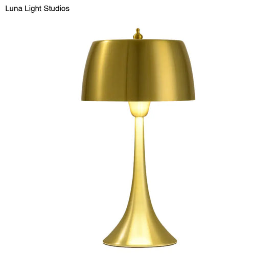 Post-Modern Gold Metal Drum Nightstand Light For Bedroom