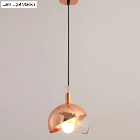 Post-Modern Gold/Rose Gold Swivel Dome Shade Pendant Light For Dining Room