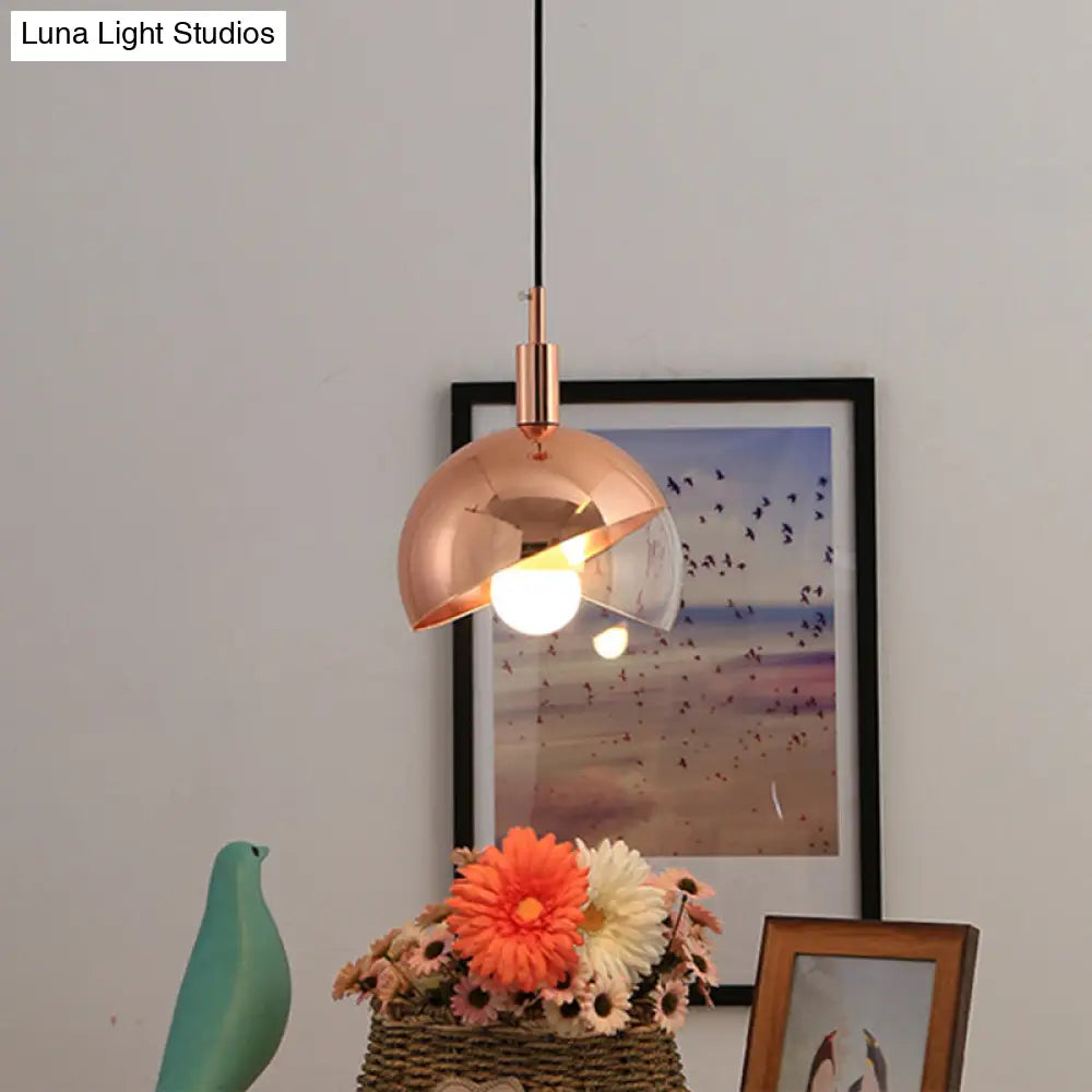 Modern Clear Glass Hanging Pendant Light With Swivel Dome Shade - Gold/Rose Gold Finish Ideal For