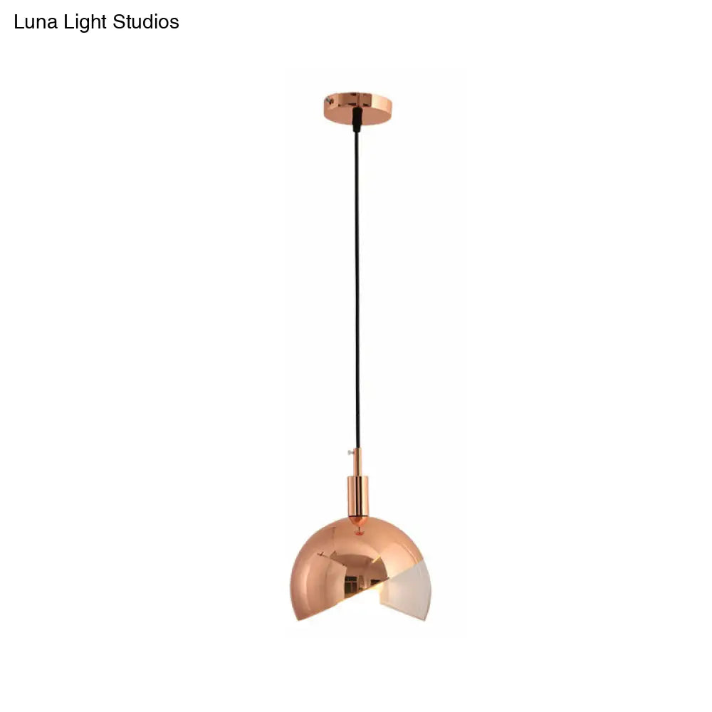 Post-Modern Gold/Rose Gold Swivel Dome Shade Pendant Light For Dining Room