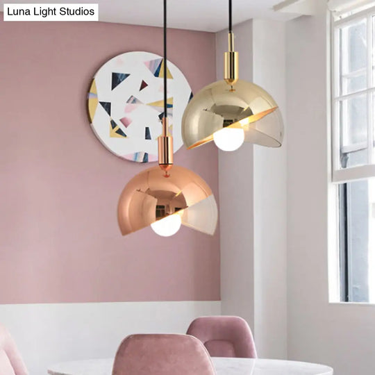 Post-Modern Gold/Rose Gold Swivel Dome Shade Pendant Light For Dining Room