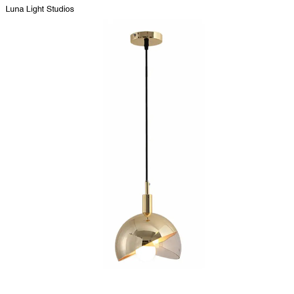 Post-Modern Gold/Rose Gold Swivel Dome Shade Pendant Light For Dining Room