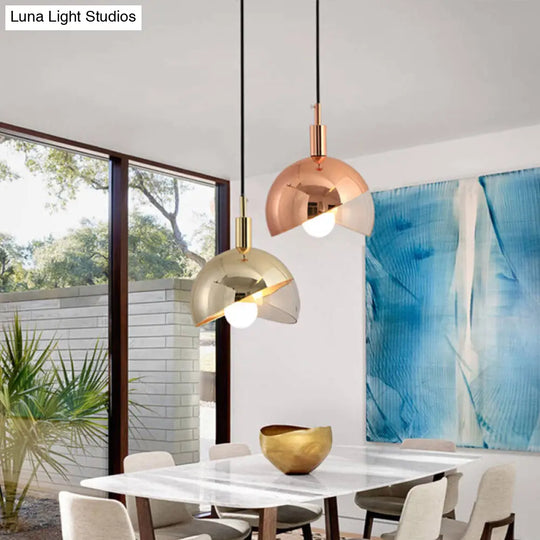 Modern Clear Glass Hanging Pendant Light With Swivel Dome Shade - Gold/Rose Gold Finish Ideal For