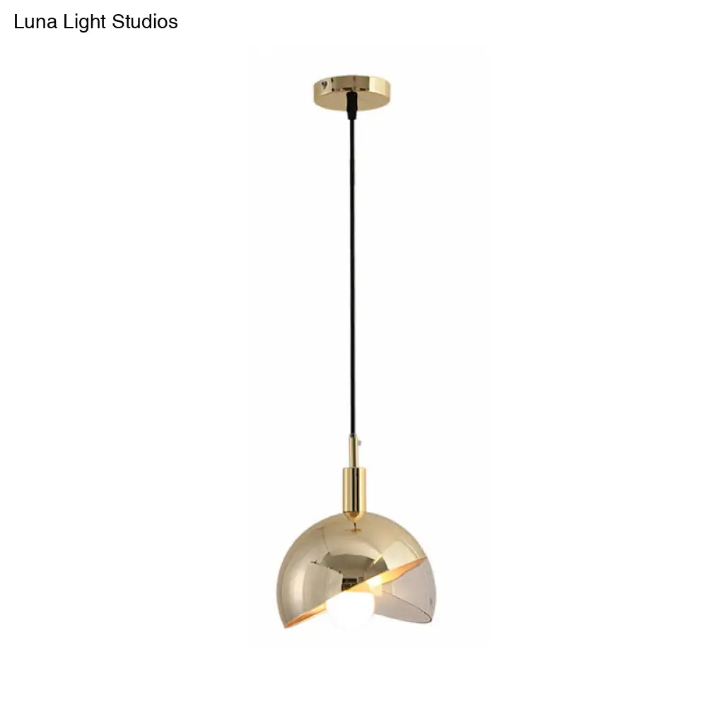 Modern Clear Glass Hanging Pendant Light With Swivel Dome Shade - Gold/Rose Gold Finish Ideal For