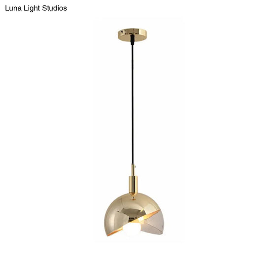 Modern Clear Glass Hanging Pendant Light With Swivel Dome Shade - Gold/Rose Gold Finish Ideal For