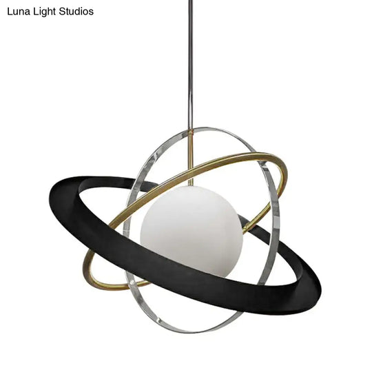 Post-Modern Hanging Light Fixture - White Glass Ball With 1 Bulb Stylish Ceiling For Dining Room