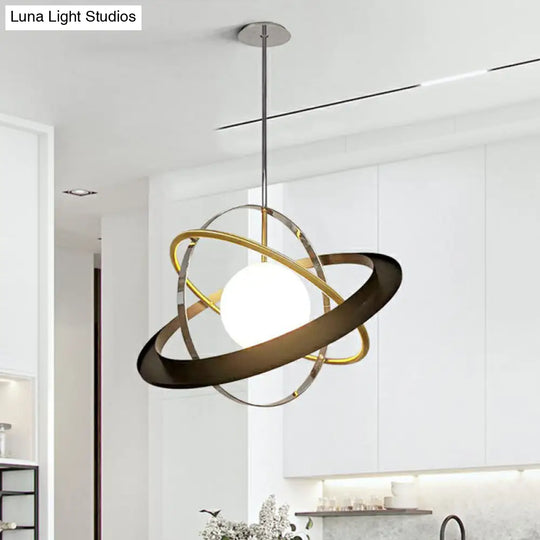 Post-Modern Hanging Light Fixture - White Glass Ball With 1 Bulb Stylish Ceiling For Dining Room