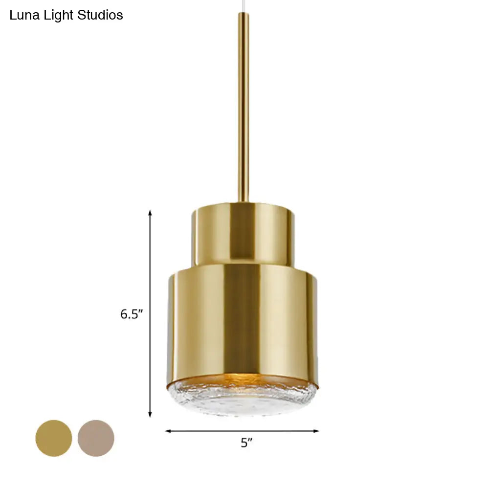 Post Modern Cylinder Pendant Ceiling Light Gold/Bronze Suspension For Living Room