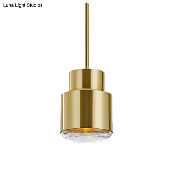 Post Modern Iron 1-Light Cylinder Pendant Ceiling Light In Gold/Bronze For Living Room