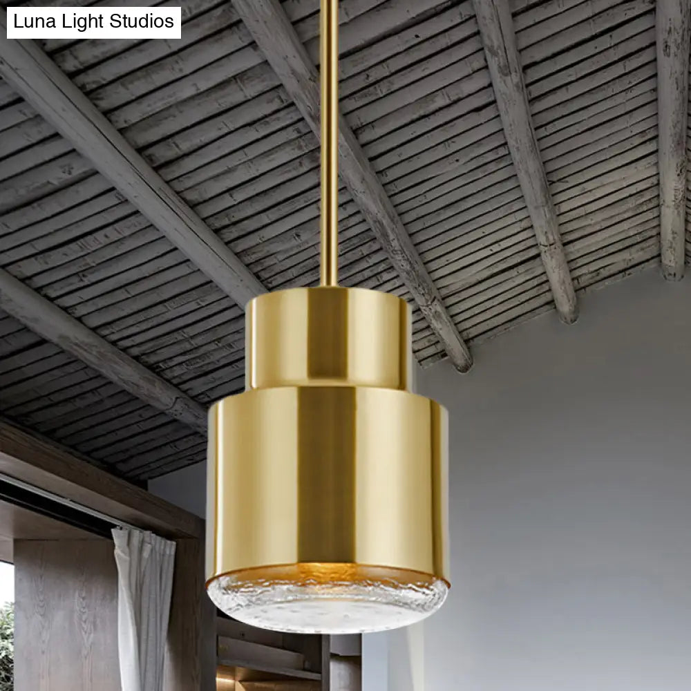 Post Modern Cylinder Pendant Ceiling Light Gold/Bronze Suspension For Living Room Gold