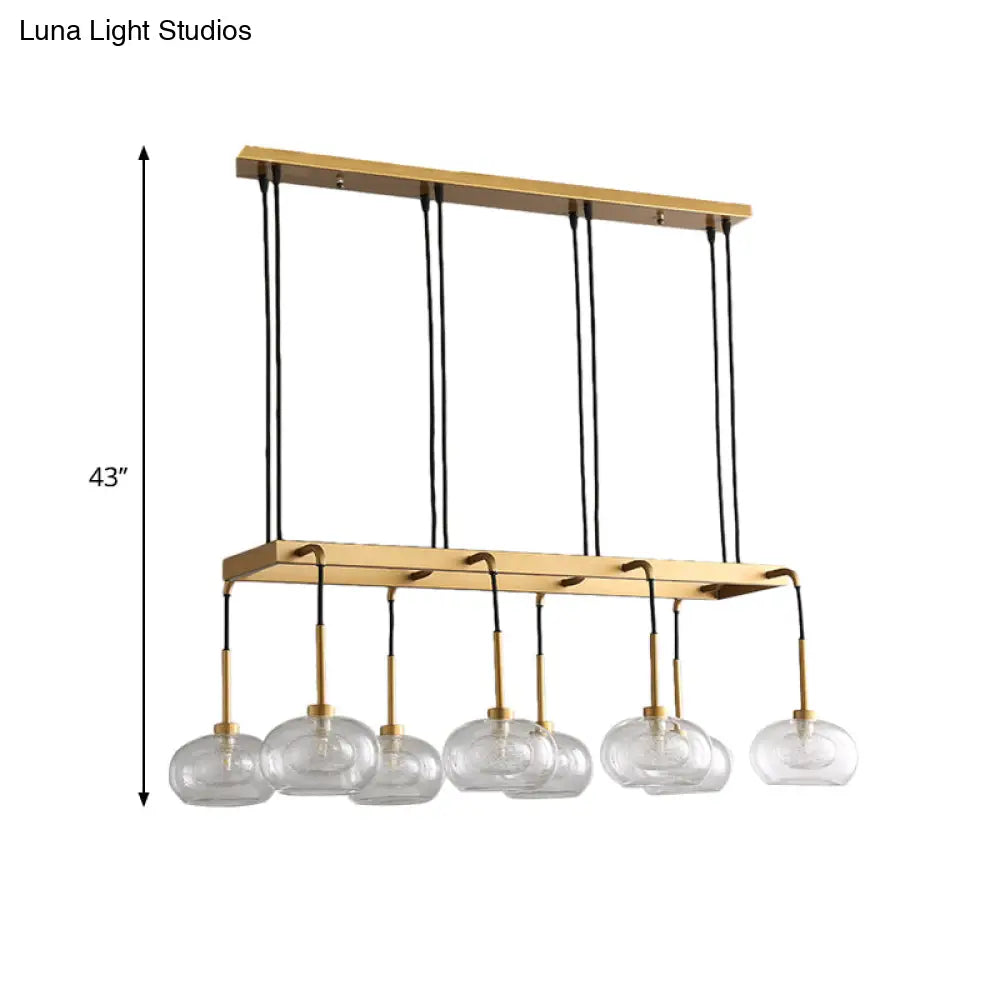 Post-Modern Island Chandelier With Clear Glass And Gold Finish - 6/8 Led Lights Canopy Options