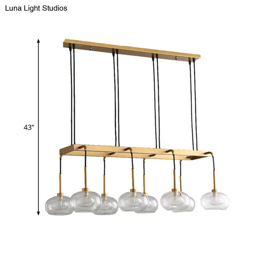 Post-Modern Island Chandelier With Clear Glass And Gold Finish - 6/8 Led Lights Canopy Options