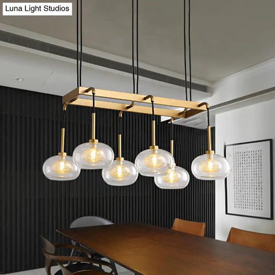 Post-Modern Island Chandelier With Clear Glass And Gold Finish - 6/8 Led Lights Canopy Options