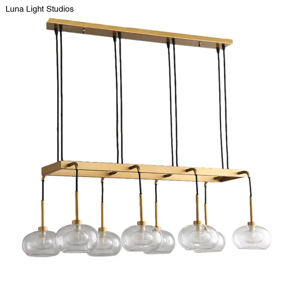 Post-Modern Island Chandelier With Clear Glass And Gold Finish - 6/8 Led Lights Canopy Options