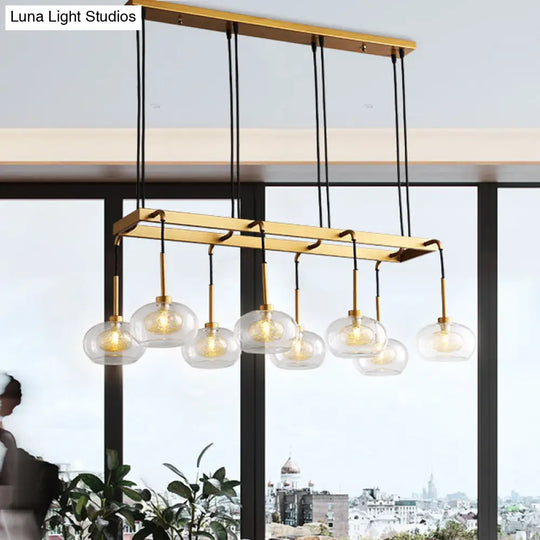 Post-Modern Island Chandelier With Clear Glass And Gold Finish - 6/8 Led Lights Canopy Options