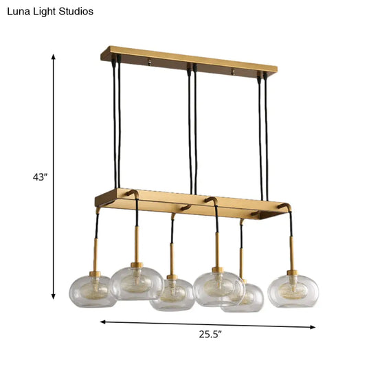 Post-Modern Island Chandelier With Clear Glass And Gold Finish - 6/8 Led Lights Canopy Options