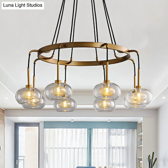 Post-Modern Island Chandelier With Clear Glass And Gold Finish - 6/8 Led Lights Canopy Options