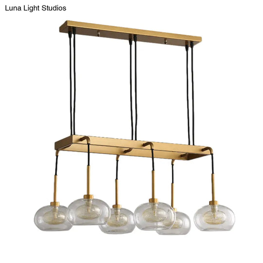 Post-Modern Island Chandelier With Clear Glass And Gold Finish - 6/8 Led Lights Canopy Options