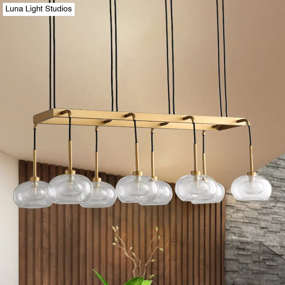 Post-Modern Island Chandelier With Clear Glass And Gold Finish - 6/8 Led Lights Canopy Options