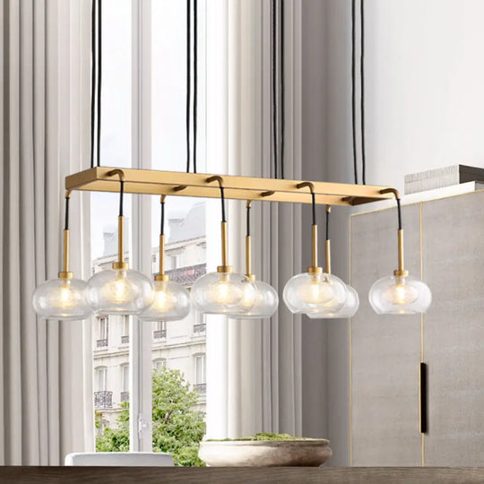 Post-Modern Island Chandelier With Clear Glass And Gold Finish - 6/8 Led Lights Canopy Options 8 /