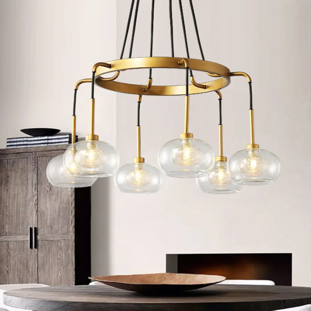 Post-Modern Island Chandelier With Clear Glass And Gold Finish - 6/8 Led Lights Canopy Options 6 /