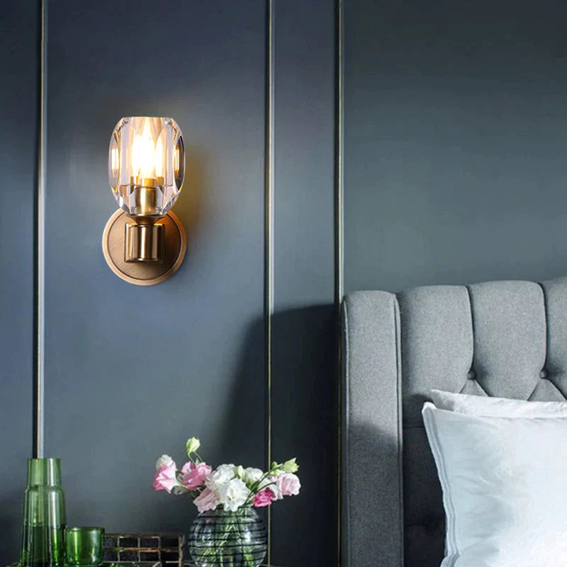 Post-modern Light Luxury Crystal Copper Wall Lamp