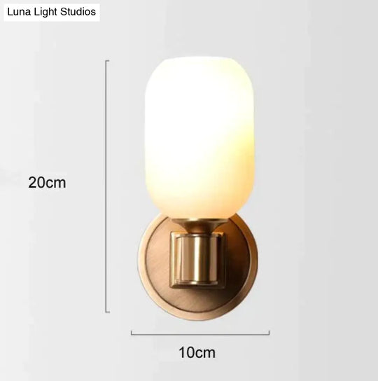 Post-Modern Light Luxury Crystal Copper Wall Lamp White Lampshade Lamps