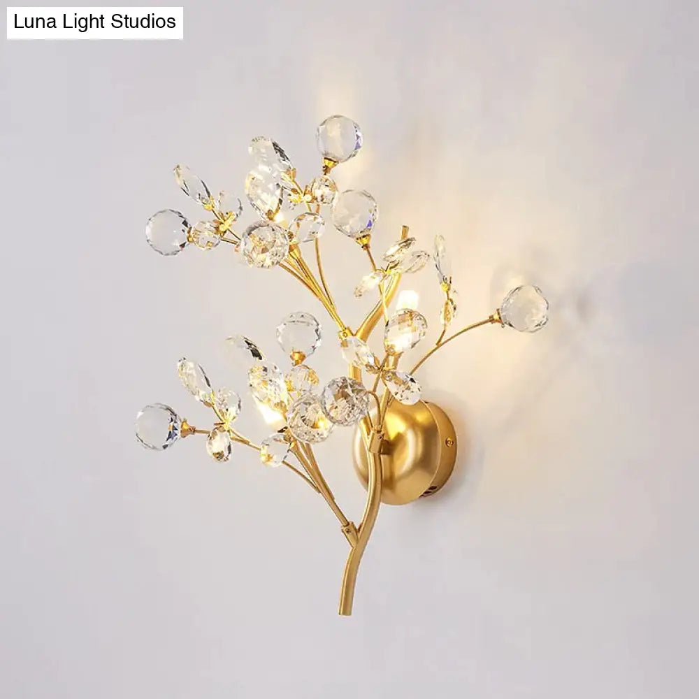 Post Modern Luxury Branch Style Crystal Led Wall Lamp