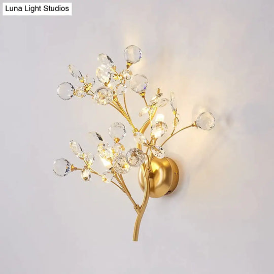 Post Modern Luxury Branch Style Crystal Led Wall Lamp